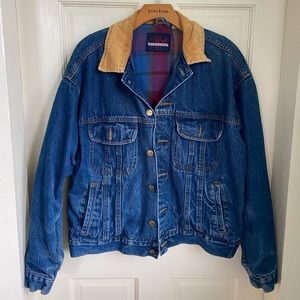 Wingars Plaid Lined Jean Jacket